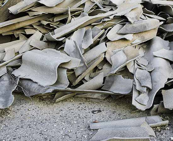 Asbestos waste in a pile